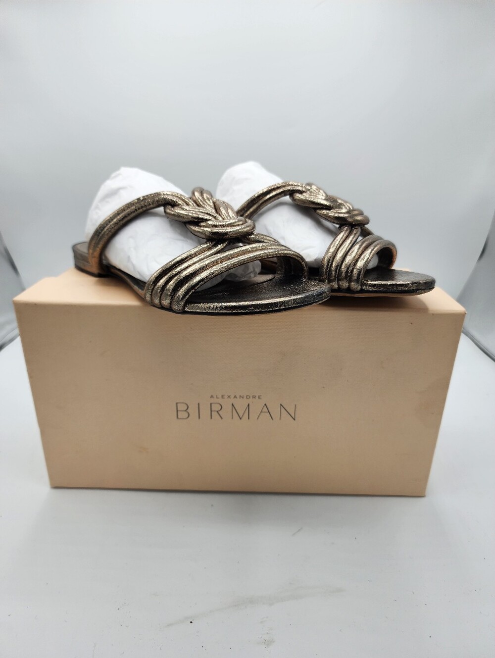 Alexandre Birman Metallic Braided Slide Sandals